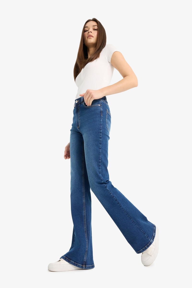 DeFacto Blue Woman Mia High Waist Straight Leg Jeans Casual - Image 3